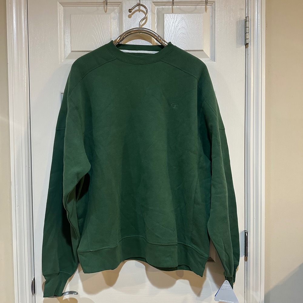 Champion Mens Brushed Fleece Crewneck Sweatshirt Green Size L RN15763 NWT